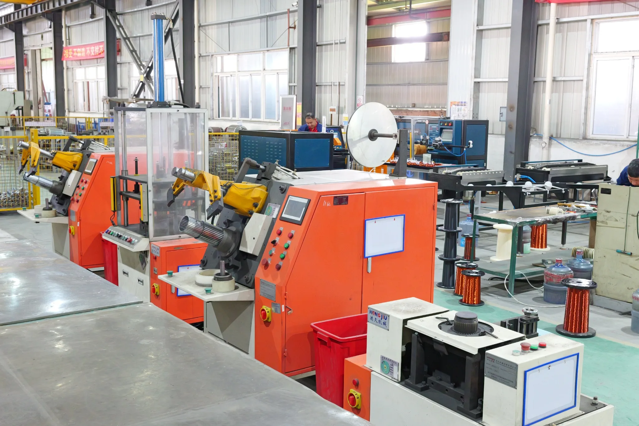 Motor coil winding automation equipment in wire embedding workshop