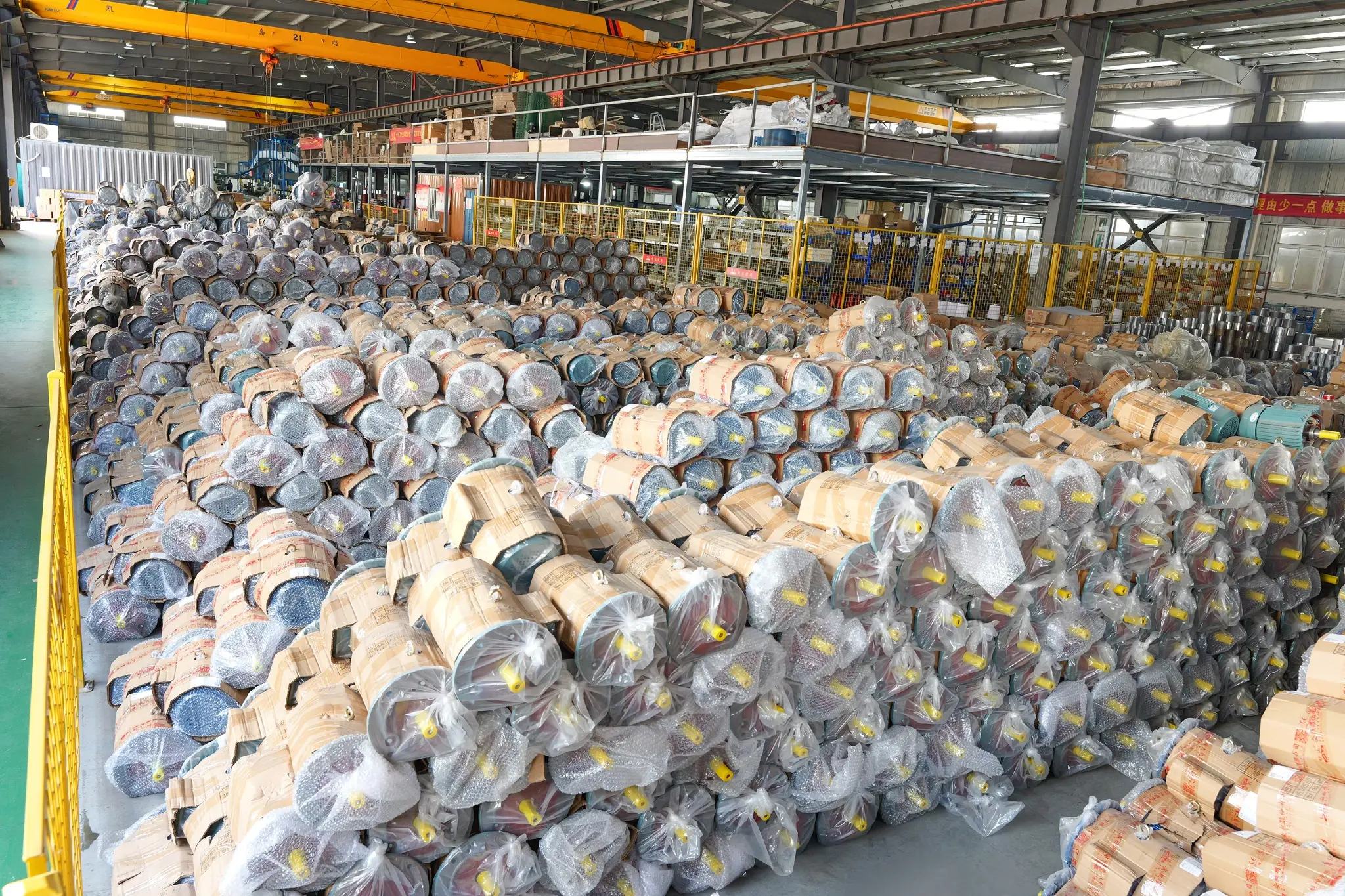 Finished motor carton storage area prepared for export delivery